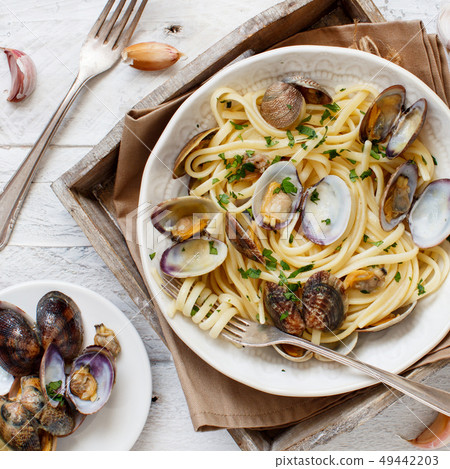 Linguini with clams Linguini with clams 49442203