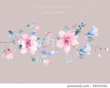 Elegant and beautiful magnolia flowers and watercolor fresh flowers 49442982
