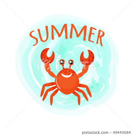 Summer Crab Oceanic Underwater Cartoon Animal 49443084