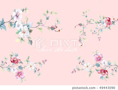 Invitation card design and hand drawn watercolor floret 49443090