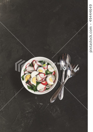 Vegetable vegan salad of ramson, radish, green 49444649