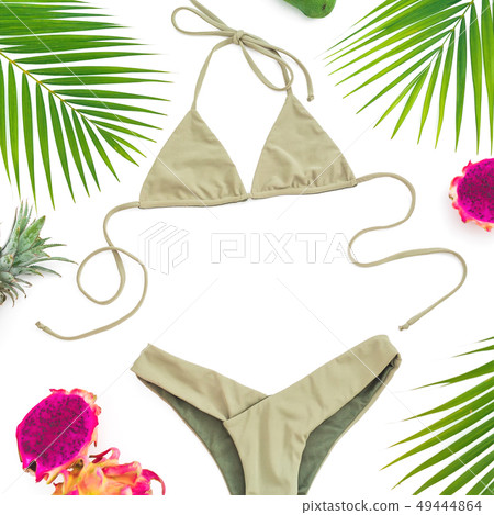 Tropical concept with pineapple, dragon and mango 49444864