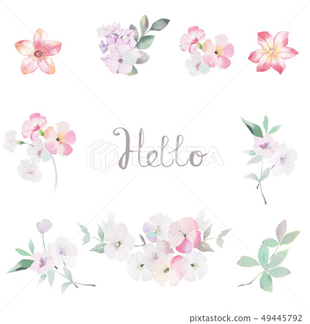 色彩豐富的水彩小花和邀請卡設計 49445792