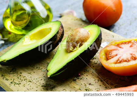 avocado, tomato and olive oil avocado, tomato and olive oil 49445993