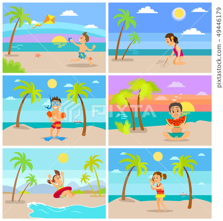Summertime Children on Vacations, Summer Beach Summertime Children on Vacations, Summer Beach 49446179