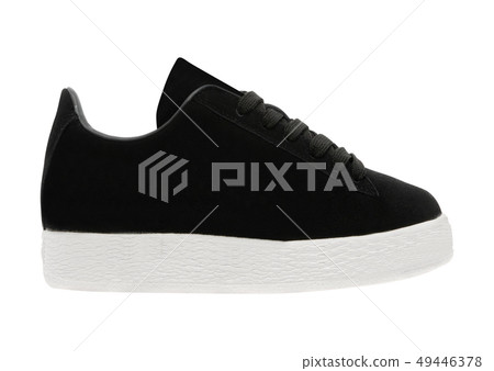 high-top sneaker on white background 49446378