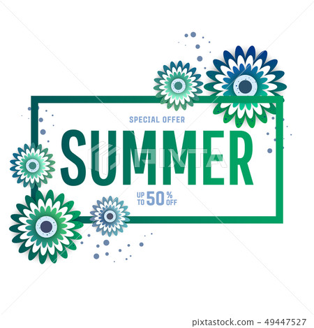 Summer sale background with flowers. Vector 49447527