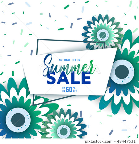 Summer sale background with flowers - Stock Illustration [49447531] - PIXTA