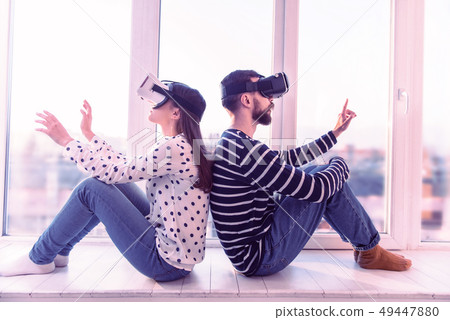 Concentrated brunette male person creating great idea 49447880