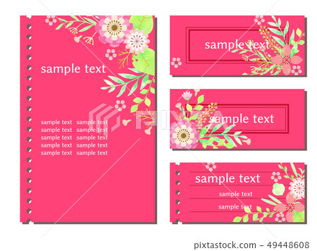 Set of pink floral cards 49448608