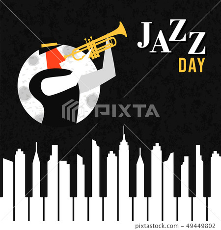 Jazz Day poster of piano key city at night 49449802