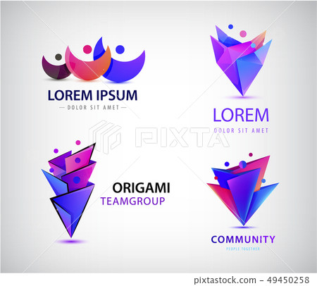 Vector set of origami 3d men men logos. Family concept, human, teamwork, people together Vector set of origami 3d men men logos. Family concept, human, teamwork, people together 49450258