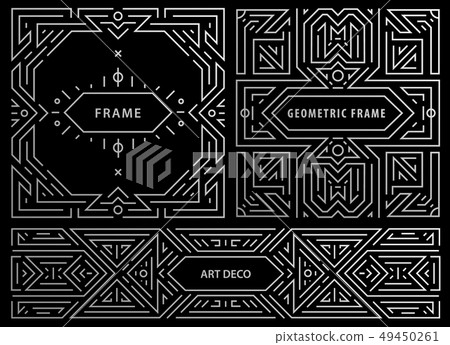 Vector set of art deco frames, abstract geometric design templates for luxury products. Linear Vector set of art deco frames, abstract geometric design templates for luxury products. Linear 49450261