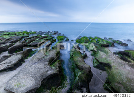 Old plum green stone trough 49450352