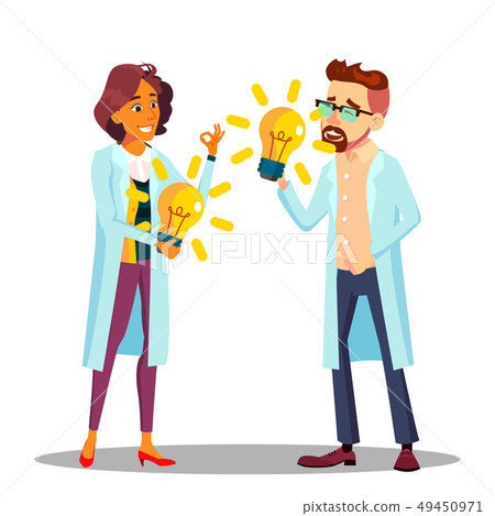 Inventor Man, Woman Vector. Scientist Or Business Person Inventor. Success Concept. Illustration Inventor Man, Woman Vector. Scientist Or Business Person Inventor. Success Concept. Illustration 49450971