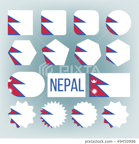 Nepal Flag Set Vector. Official Nepal Flag Flat Symbol. Different Shapes. Illustration 49450986