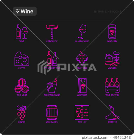 Wine thin line icons set 49451248