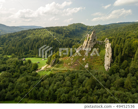 Tustan fortress in Carpathian Mountains, Ukraine Tustan fortress in Carpathian Mountains, Ukraine 49452536