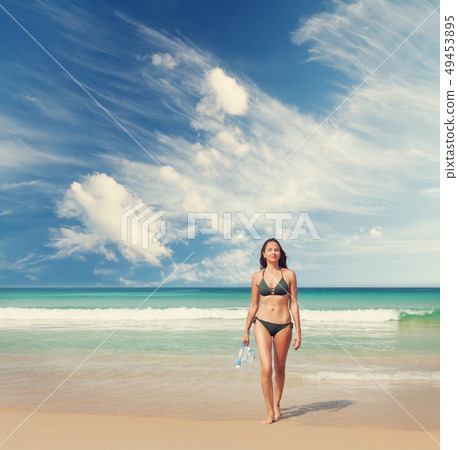 Young attractive woman relax on the sea beach 49453895