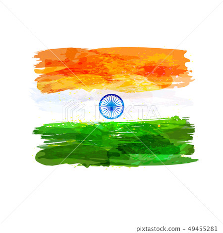 Indian watercolor flag 49455281