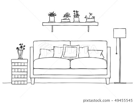 Interior in sketch style. Interior in sketch style. 49455545