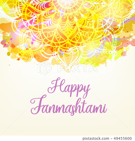 Watercolor card with mandal 49455600