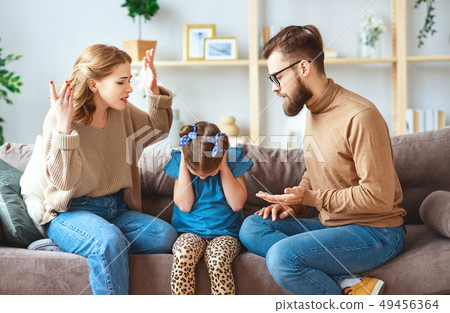 family quarrel divorce parents and child swear, 49456364