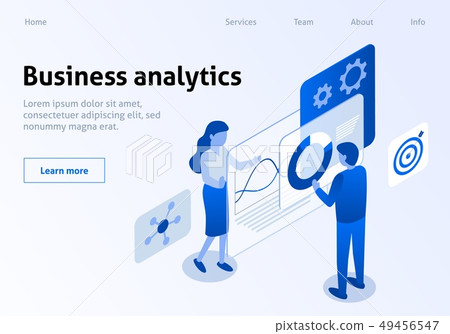 Effective Business Analytics Isometric Banner 49456547