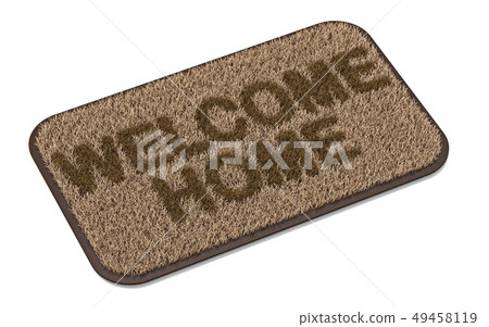 Brown coir doormat with text WELCOME HOME 3D 49458119