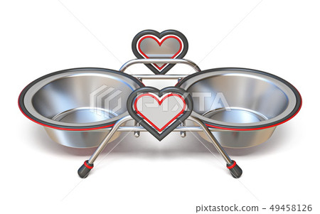 Double pet bowl with hearts 3D Double pet bowl with hearts 3D 49458126