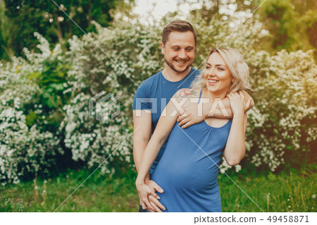 Wife with her husband in a summer park 49458871