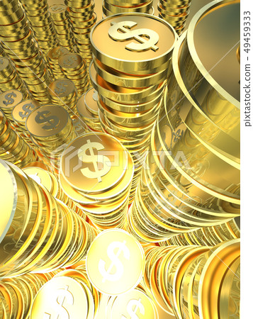 CG 3D Illustration Three-dimensional Coin Pile Business Investment Economy Economy Soaring Gold Dollar USA CG 3D Illustration Three-dimensional Coin Pile Business Investment Economy Economy Soaring Gold Dollar USA 49459333