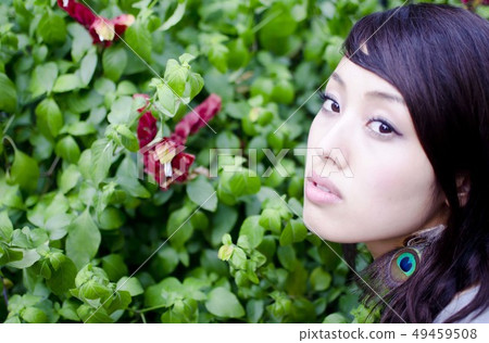 Japanese girl posing on Nakameguro street Japanese girl posing on Nakameguro street 49459508