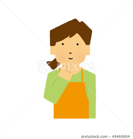 Housewife, mom, apron, think, worry, (simple touch) Housewife, mom, apron, think, worry, (simple touch) 49460604