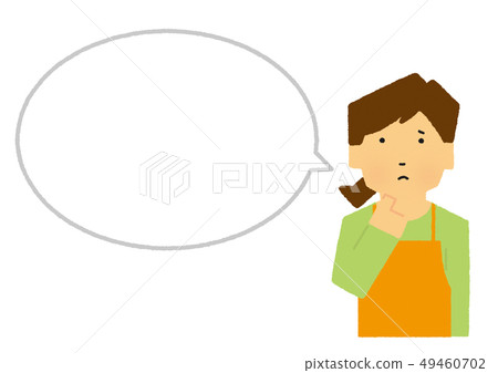 家庭主婦,女人,媽媽,圍裙,認為,惹惱,氣球大小(簡單的觸摸) 家庭主婦,女人,媽媽,圍裙,認為,惹惱,氣球大小(簡單的觸摸) 49460702