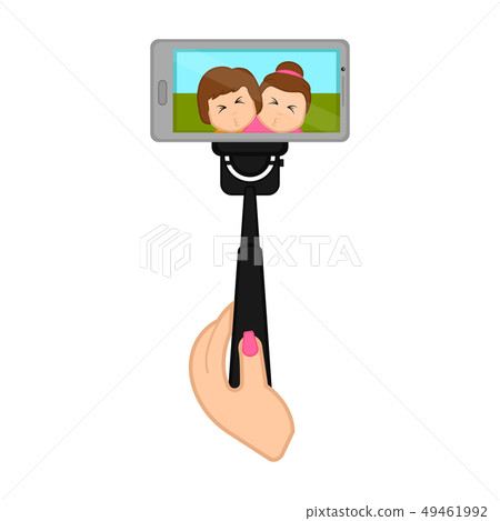 Smartphone on a selfiestick taking a photo 49461992