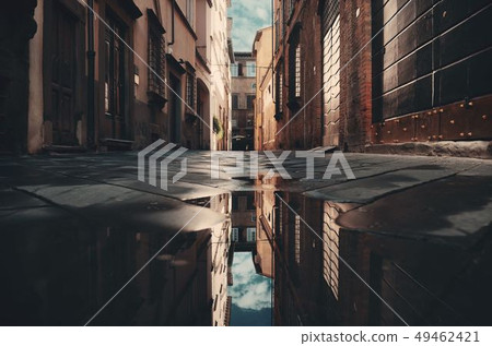 Lucca street reflection 49462421