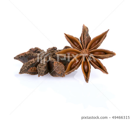 Two Chinese star anise seed isolated on white. Two Chinese star anise seed isolated on white. 49466315