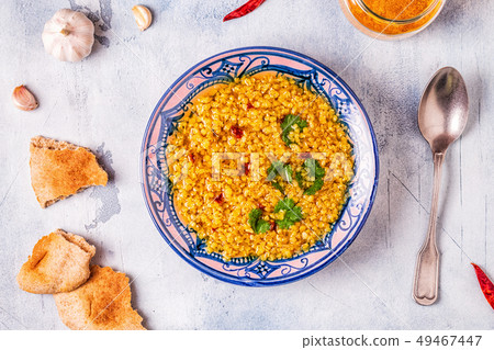 Lentil soup (Masoor Dal or Dal Tadka Curry) Lentil soup (Masoor Dal or Dal Tadka Curry) 49467447