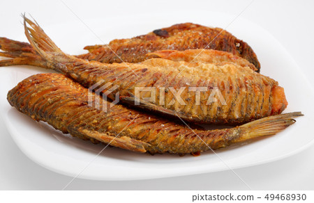 Fried river fish with the cutting back. 49468930