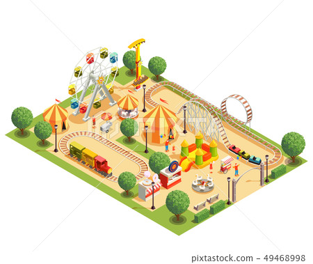Amusement Park Isometric Composition - Stock Illustration [49468998 ...