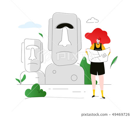 Visit Easter Island - colorful flat design style illustration Visit Easter Island - colorful flat design style illustration 49469726