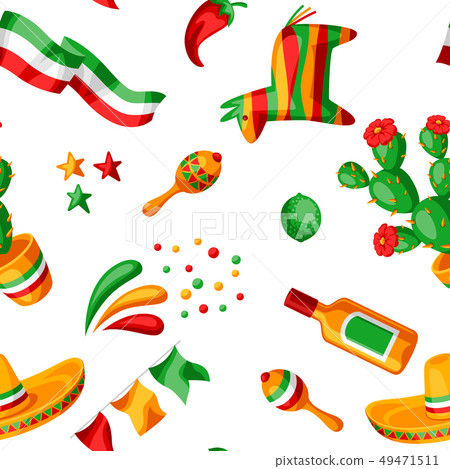Mexican Cinco de Mayo seamless pattern. Mexican Cinco de Mayo seamless pattern. 49471511