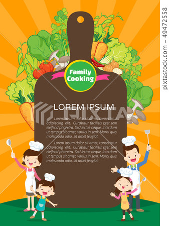happy family cooking with banner templaet 3 - Stock Illustration ...