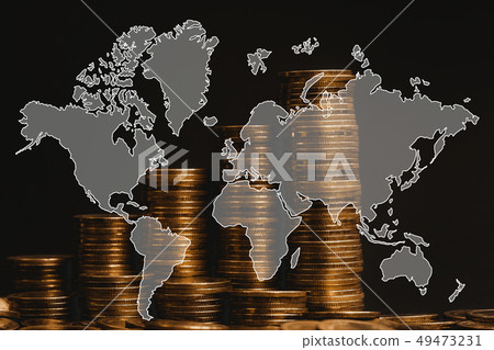 Double exposur step of coin stack in dark room Double exposur step of coin stack in dark room 49473231