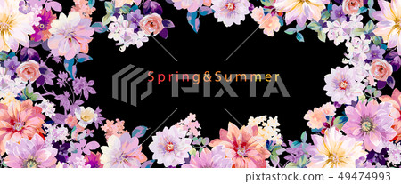 好看五顏六色的牡丹花玫瑰花插畫 49474993