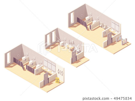 Vector isometric public pay toilet rooms Vector isometric public pay toilet rooms 49475834