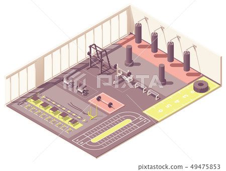 Vector isometric crossfit gym interior Vector isometric crossfit gym interior 49475853