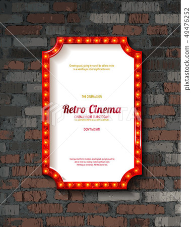Red frame with light bulbs - Stock Illustration [49476252] - PIXTA