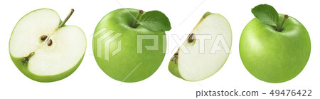 Green apple set isolated on white background Green apple set isolated on white background 49476422